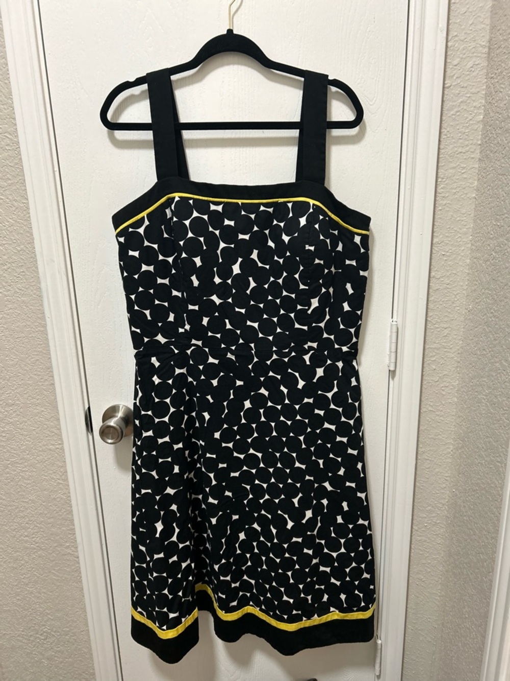 R&K Originals Black&White PolkaDot Yellow Trim Plus Sz 18 Dress Pinup Rockabilly